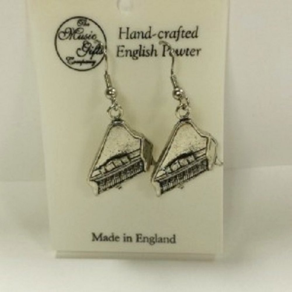 Grand Piano Pewter Earrings